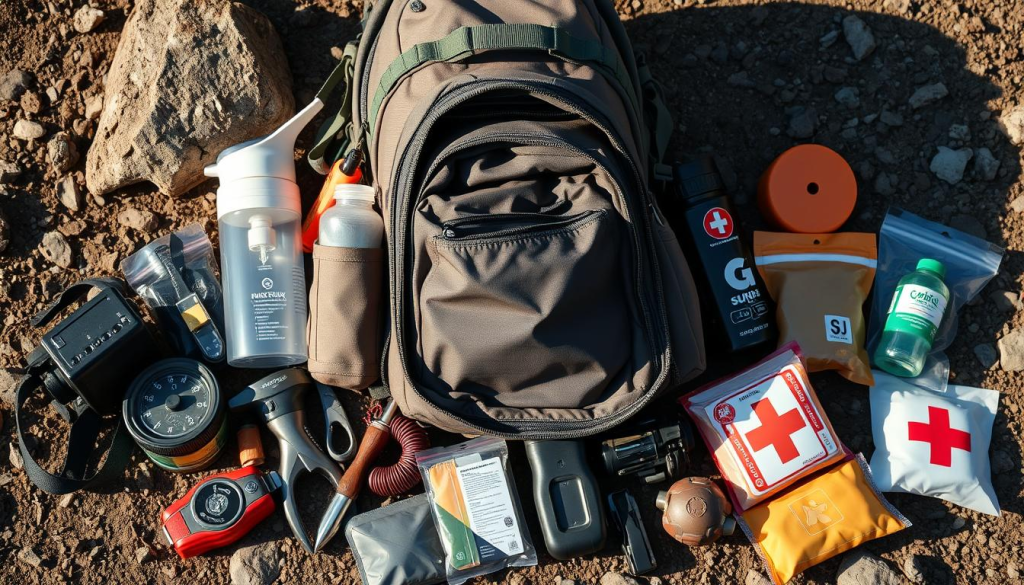 A well-stocked bug out bag rests on a rugged hiking backpack, its contents neatly organized in multiple compartments. Surrounding it, an array of essential survival gear - water purifier, fire starter, first-aid kit, and more - are arranged in a visually pleasing display. Soft, natural lighting illuminates the scene, casting gentle shadows that accentuate the textures and details. The overall composition conveys a sense of preparedness and adventure, inviting the viewer to consider the importance of carefully curating the weight and contents of a bug out bag for optimal mobility and self-sufficiency.